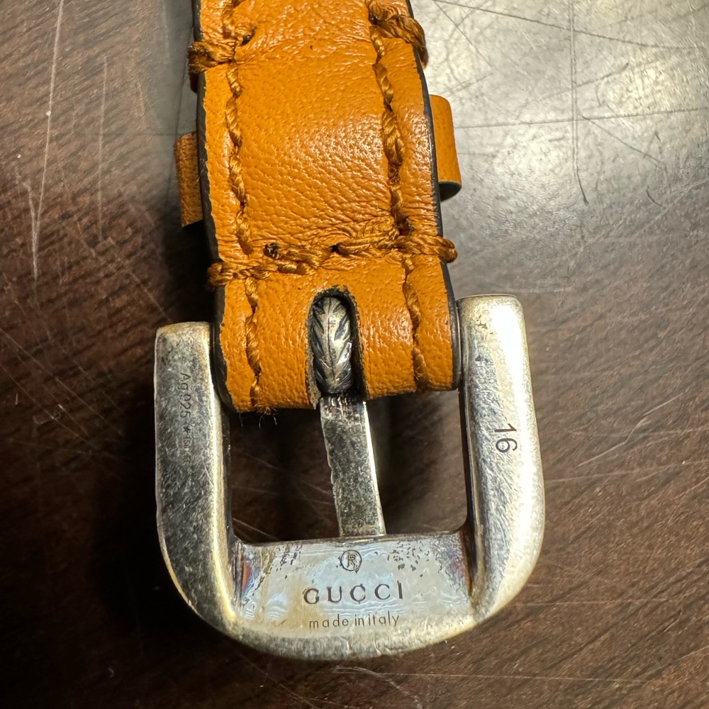 New Authentic Gucci Logo Silver Brown Leather Bracelet Size L / Wrist Up To 8” - Picture 12 of 12